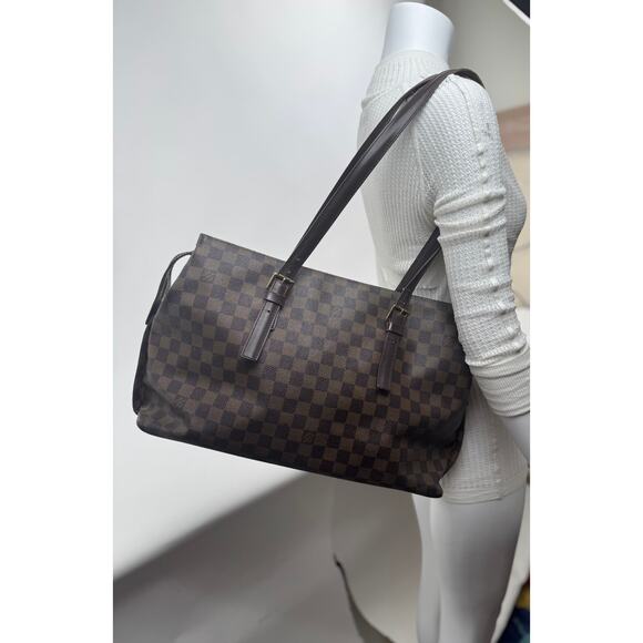 Louis Vuitton Brown Damier Ebene Chelsea Coated Canvas Top Zip Tote Bag - Picture 9 of 11